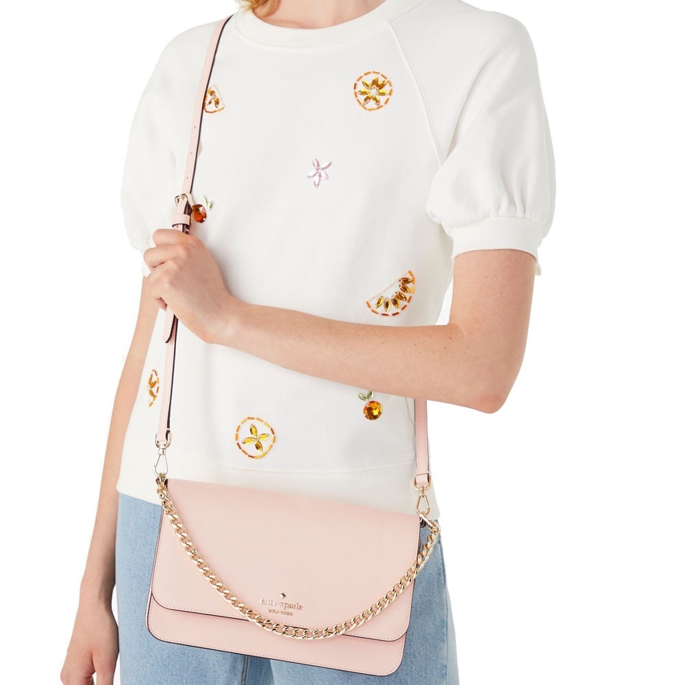 Kate Spade Madison Saffiano Leather Flap Bag 2-way crossbody conch pink EUC​